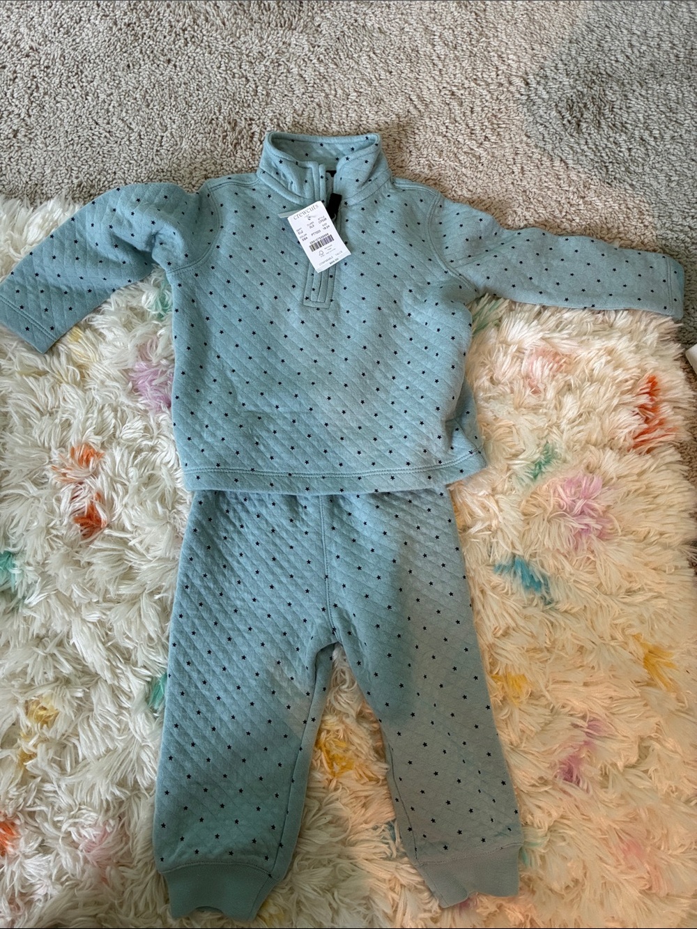 Crewcuts Light Blue Quilted Polka Dot Kids Matching Set
